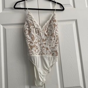 Hello Molly Lace Bodysuit, white